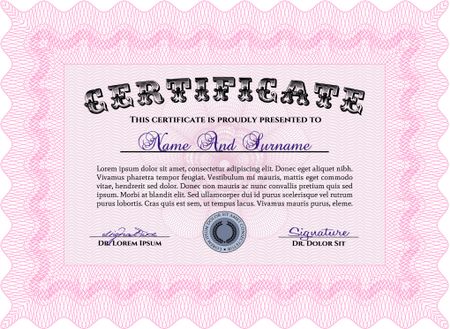 Diploma template or certificate template. With quality background. Superior design. Diploma of completion.