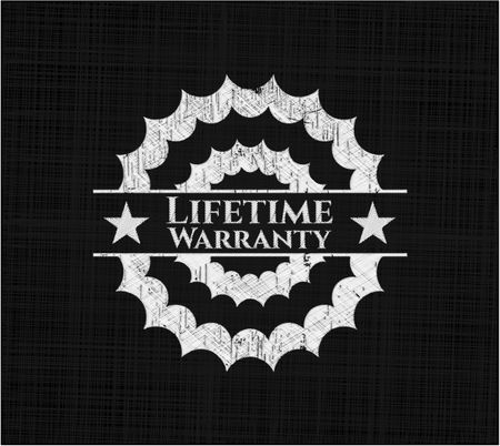 LifeTime Warranty chalkboard emblem on black board