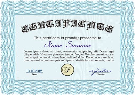Diploma or certificate template. Artistry design. With complex background. Vector pattern that is used in money and certificate.