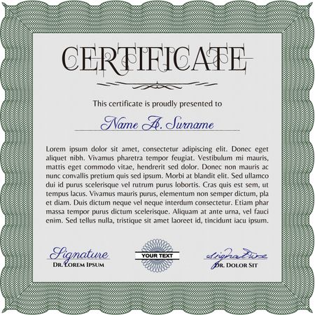 Sample certificate or diploma. With background. Vector certificate template.Good design. 