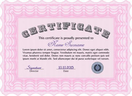 Certificate template or diploma template. Elegant design. Easy to print. Vector pattern that is used in money and certificate.