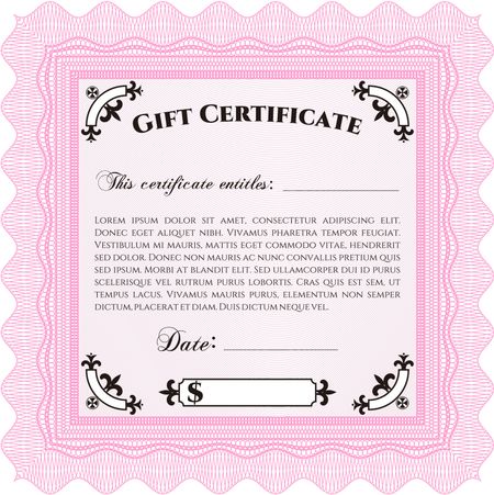 Gift certificate template. Customizable, Easy to edit and change colors.With linear background. Elegant design. 