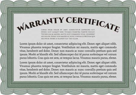 Sample Warranty. With sample text. Retro design. Complex frame. 