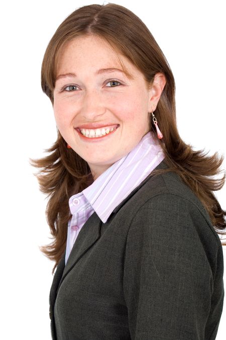business woman portrait smiling over a white background
