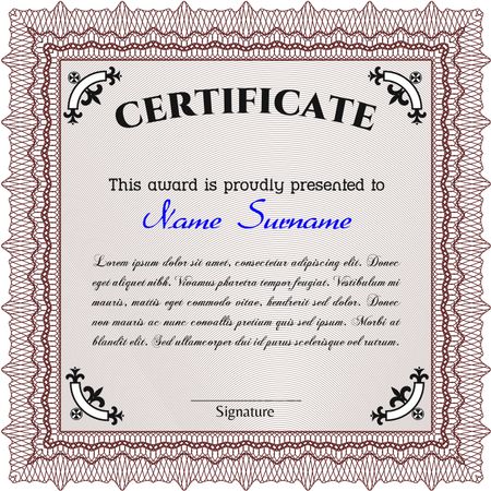 Sample certificate or diploma. Diploma of completion.With linear background. Sophisticated design. 