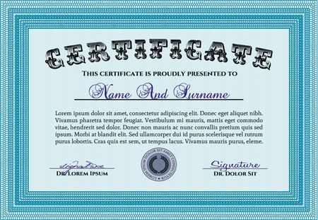 Certificate template or diploma template. Modern design. Complex background. Vector pattern that is used in money and certificate.