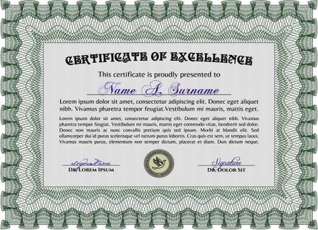 Diploma or certificate template. With guilloche pattern. Customizable, Easy to edit and change colors.Retro design. 