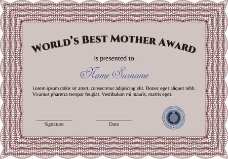 World's Best Mom Award Template. Retro design. With background. Customizable, Easy to edit and change colors.