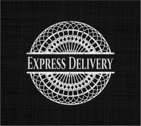 Express Delivery chalkboard emblem on black board