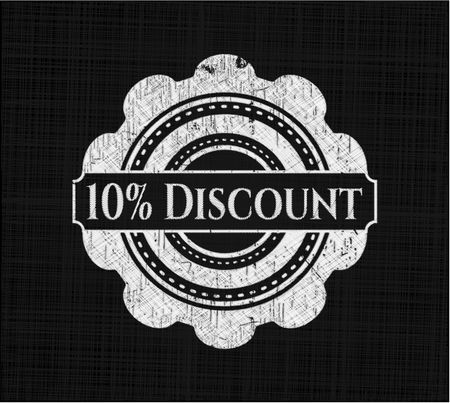 10% Discount chalkboard emblem on black board