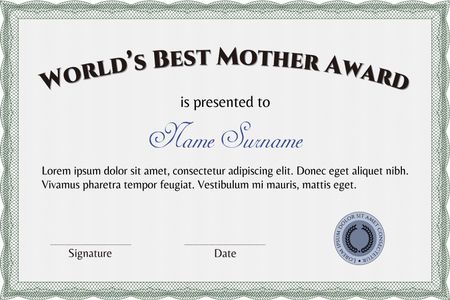 World's Best Mother Award Template. With complex linear background. Nice design. Customizable, Easy to edit and change colors.
