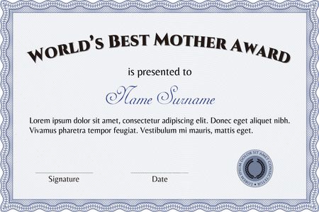 World's Best Mom Award. With complex linear background. Customizable, Easy to edit and change colors.Elegant design. 