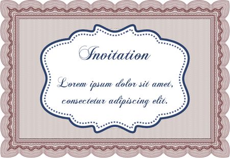 Retro vintage invitation. Border, frame.With complex linear background. Beauty design. 