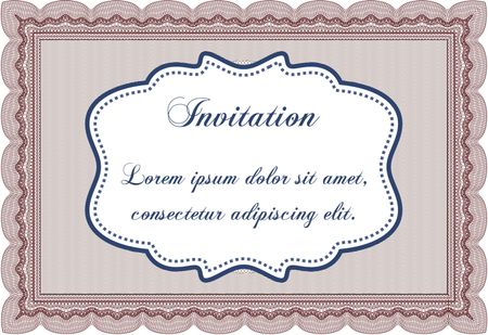 Retro vintage invitation. Border, frame.With complex linear background. Beauty design.