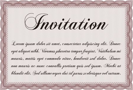 Retro invitation. Border, frame.Sophisticated design. With complex linear background. 
