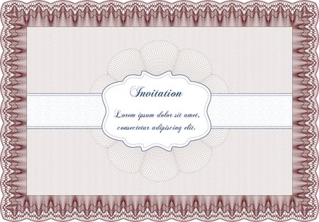 Vintage invitation template. With complex linear background. Cordial design. Customizable, Easy to edit and change colors.