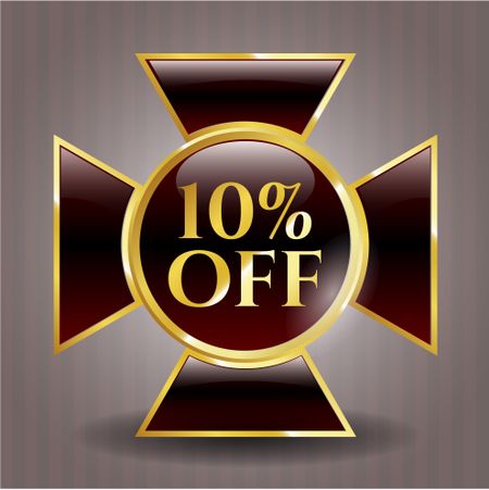 10% Off gold badge or emblem