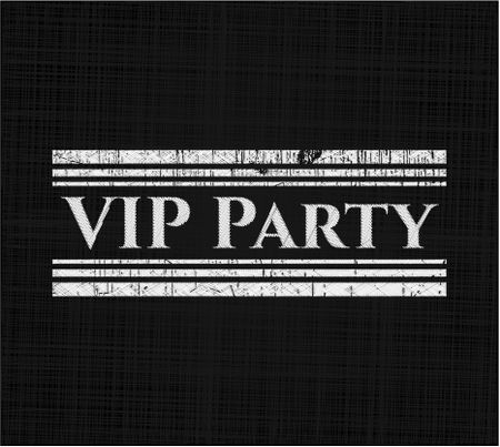 VIP Party chalkboard emblem on black board