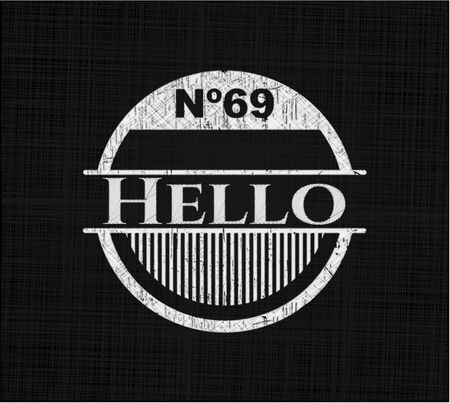 Hello chalk emblem written on a blackboard