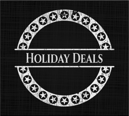 Holiday Deals chalk emblem written on a blackboard