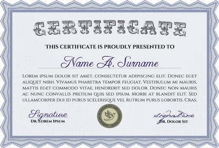 Sample Certificate. Money style.Easy to print. Artistry design.