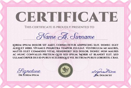 Certificate. With background. Vector pattern that is used in currency and diplomas.Cordial design. 