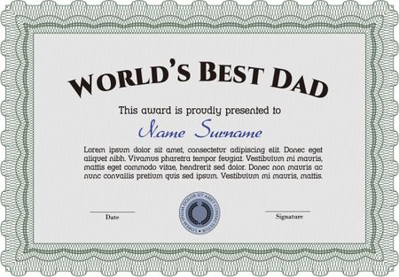 World's Best Father Award Template. Excellent complex design. Detailed.Easy to print. 