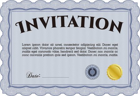 Formal invitation. With background. Cordial design. Detailed.