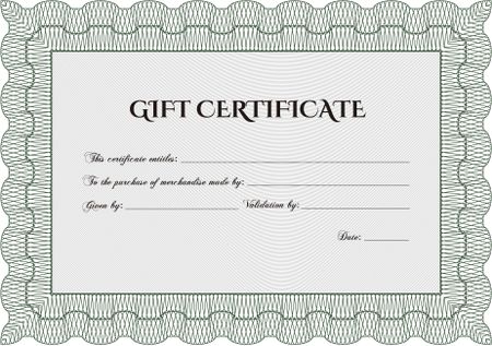 Gift certificate. Good design. With guilloche pattern and background. Vector illustration.