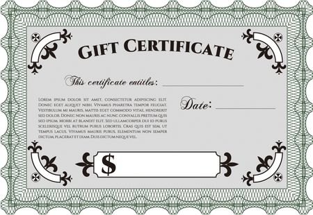 Vector Gift Certificate template. Vector illustration.Easy to print. Superior design. 