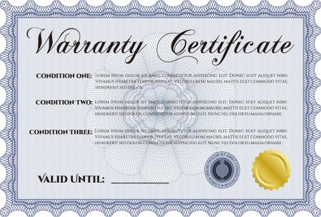 Warranty Certificate. Complex border. Easy to print. Perfect style. 