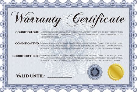 Warranty Certificate. Complex border. Easy to print. Perfect style.