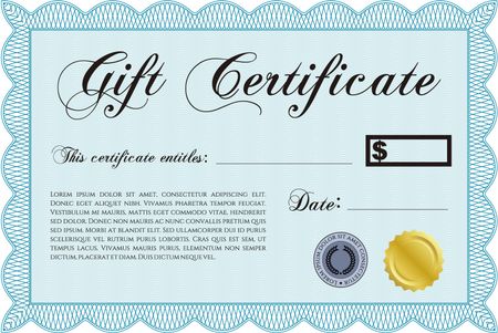 Gift certificate. With guilloche pattern. Lovely design. Detailed.