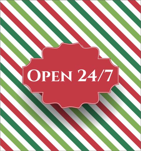 Open 24/7 card or banner