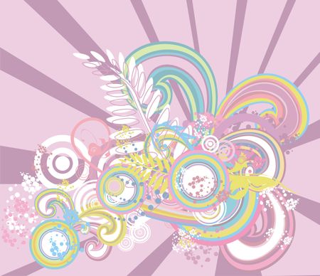 Abstract flowery illustration in soft pastels colours