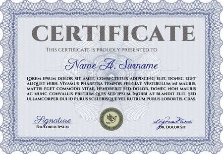 Certificate. With quality background. Modern design. Border, frame.