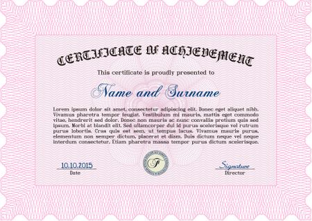 Diploma. Printer friendly. Good design. Frame certificate template Vector.