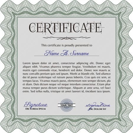 Diploma template or certificate template. Detailed.Elegant design. With guilloche pattern. 