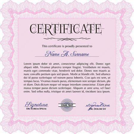 Certificate of achievement template. With great quality guilloche pattern. Vector pattern that is used in currency and diplomas.Sophisticated design. 