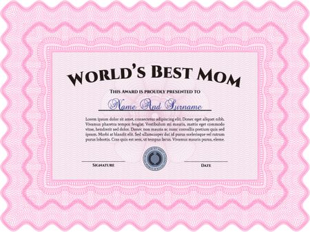 Award: Best Mom in the world. Detailed.With complex background. Excellent design. 
