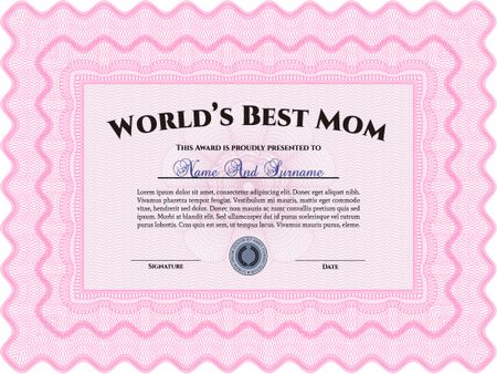 Award: Best Mom in the world. Detailed.With complex background. Excellent design.