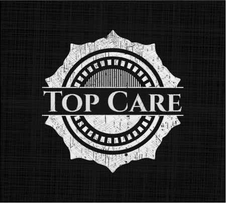 Top Care chalk emblem written on a blackboard