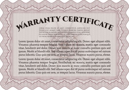 Sample Warranty certificate template. Retro design. With sample text. Complex design. 