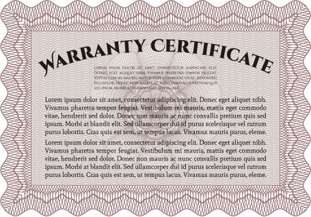 Sample Warranty certificate template. Retro design. With sample text. Complex design.