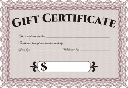 Retro Gift Certificate. Superior design. Detailed.Printer friendly. 