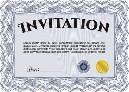Vintage invitation template. With complex linear background. Cordial design. Customizable, Easy to edit and change colors.