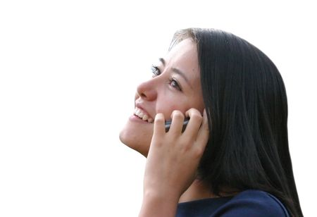 smiling girl talking on the phone