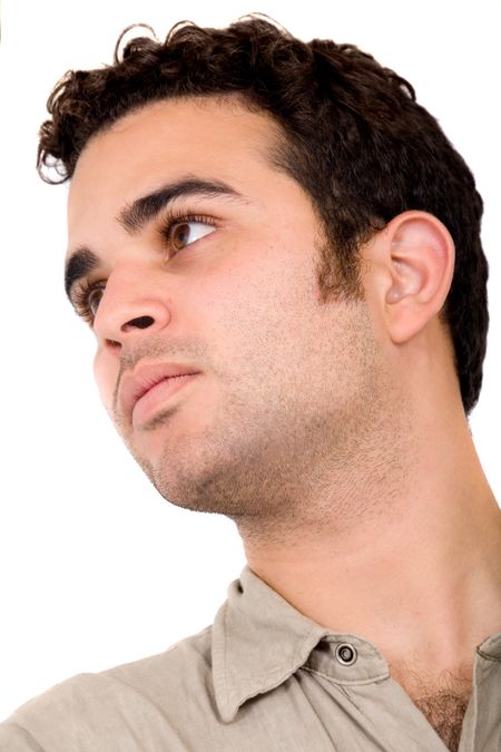 Casual male portrait over a white background