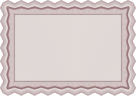 Sample certificate or diploma. Money style.With complex linear background. Retro design. 