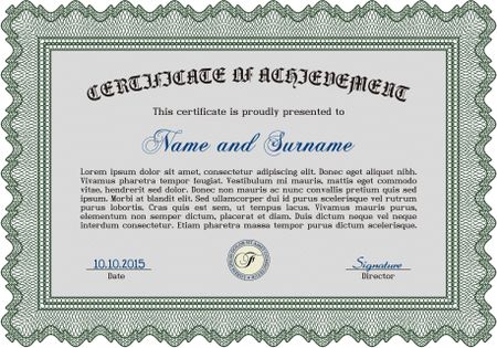 Certificate or diploma template. Border, frame.Artistry design. With complex background. 